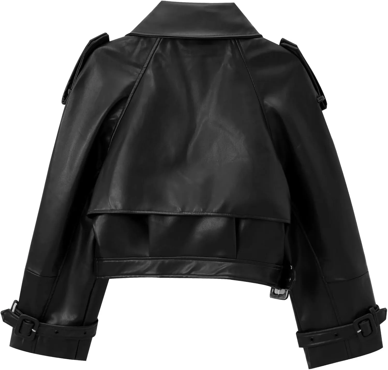 utcoco Women's Cropped Faux Leather Motorcycle Jacket Oversized PU Coat Outerwear 2024 Fall Fashion Clothes