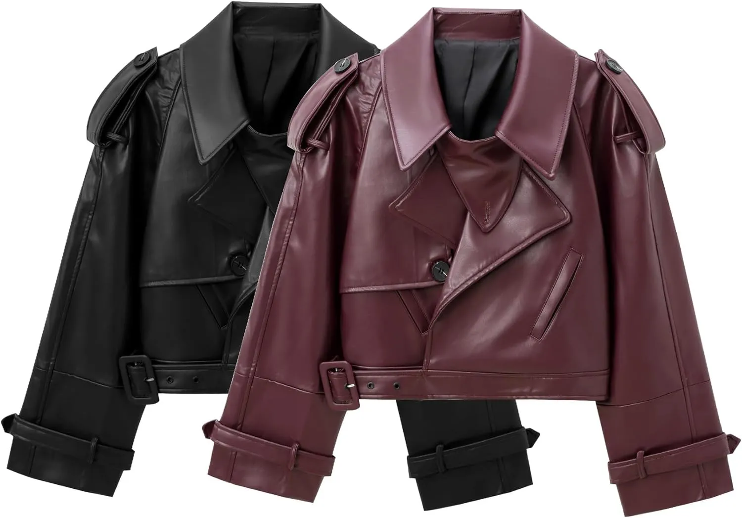 utcoco Women's Cropped Faux Leather Motorcycle Jacket Oversized PU Coat Outerwear 2024 Fall Fashion Clothes