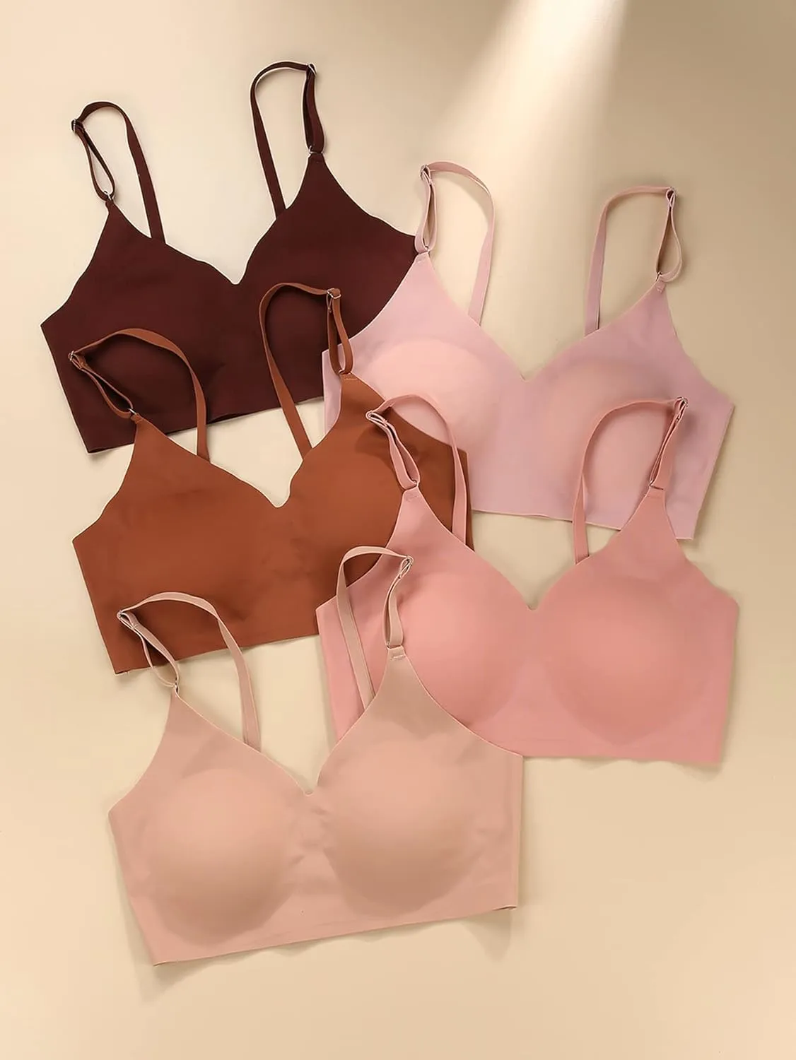 Verdusa Women's 5Pack Padded Seamless Bralettes Bra Camisole Top