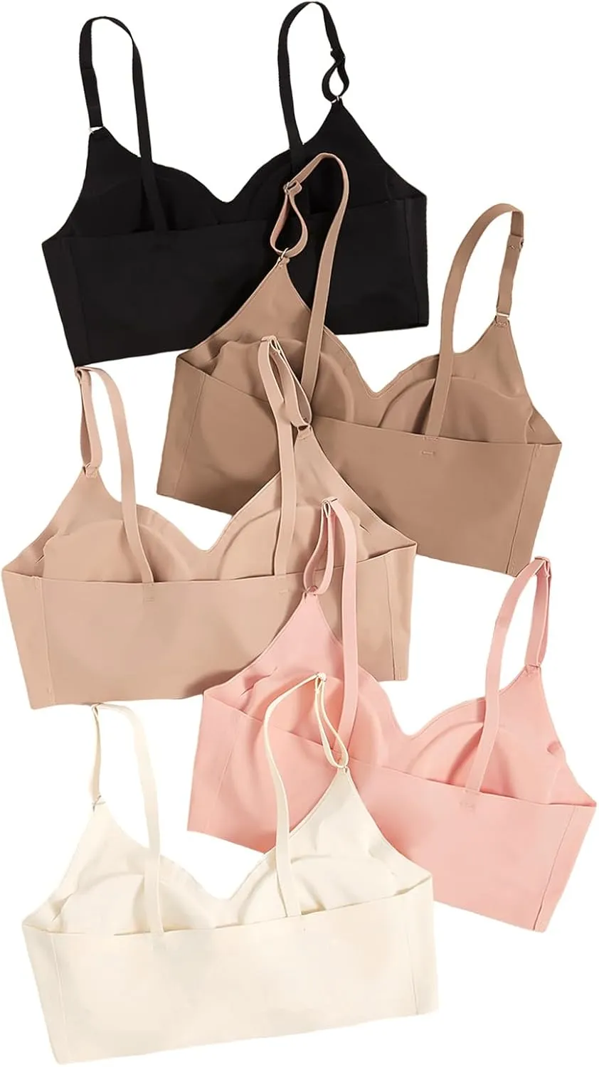 Verdusa Women's 5Pack Padded Seamless Bralettes Bra Camisole Top