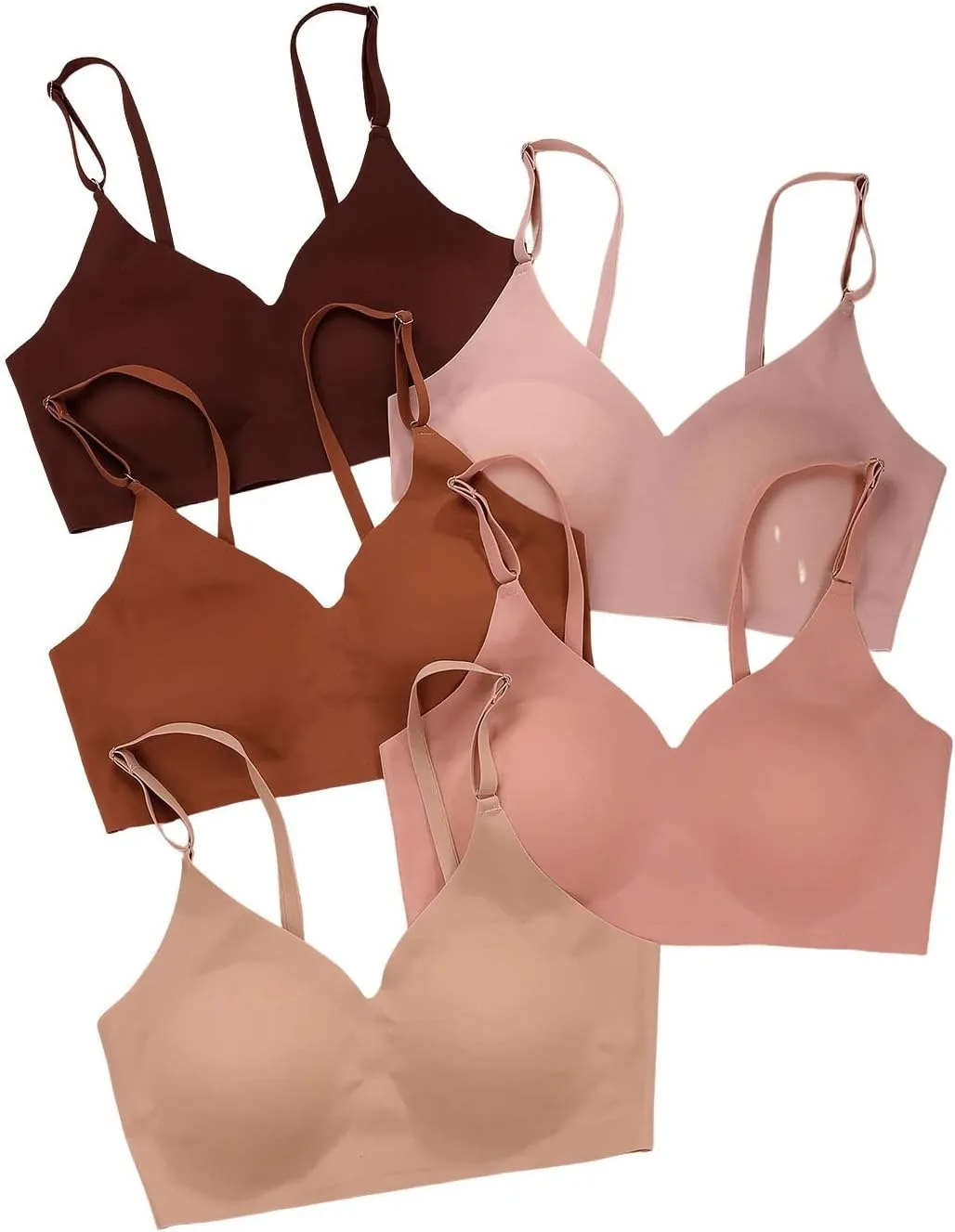 Verdusa Women's 5Pack Padded Seamless Bralettes Bra Camisole Top