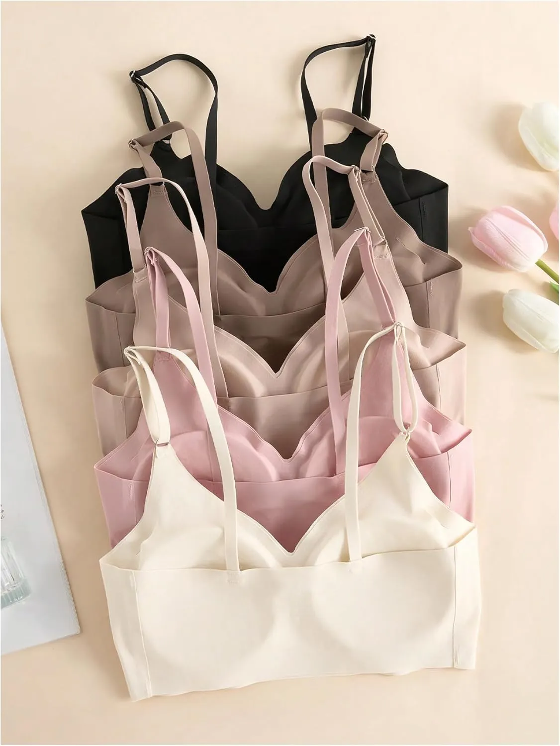 Verdusa Women's 5Pack Padded Seamless Bralettes Bra Camisole Top