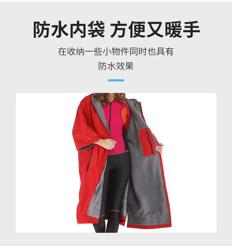 Waterproof Surf Changing Robe  Fleece-Lined Outdoor Coat