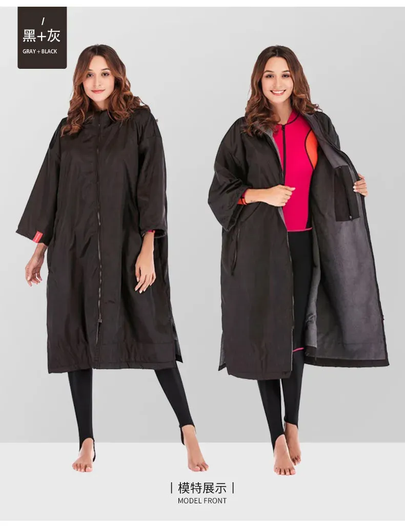Waterproof Surf Changing Robe  Fleece-Lined Outdoor Coat