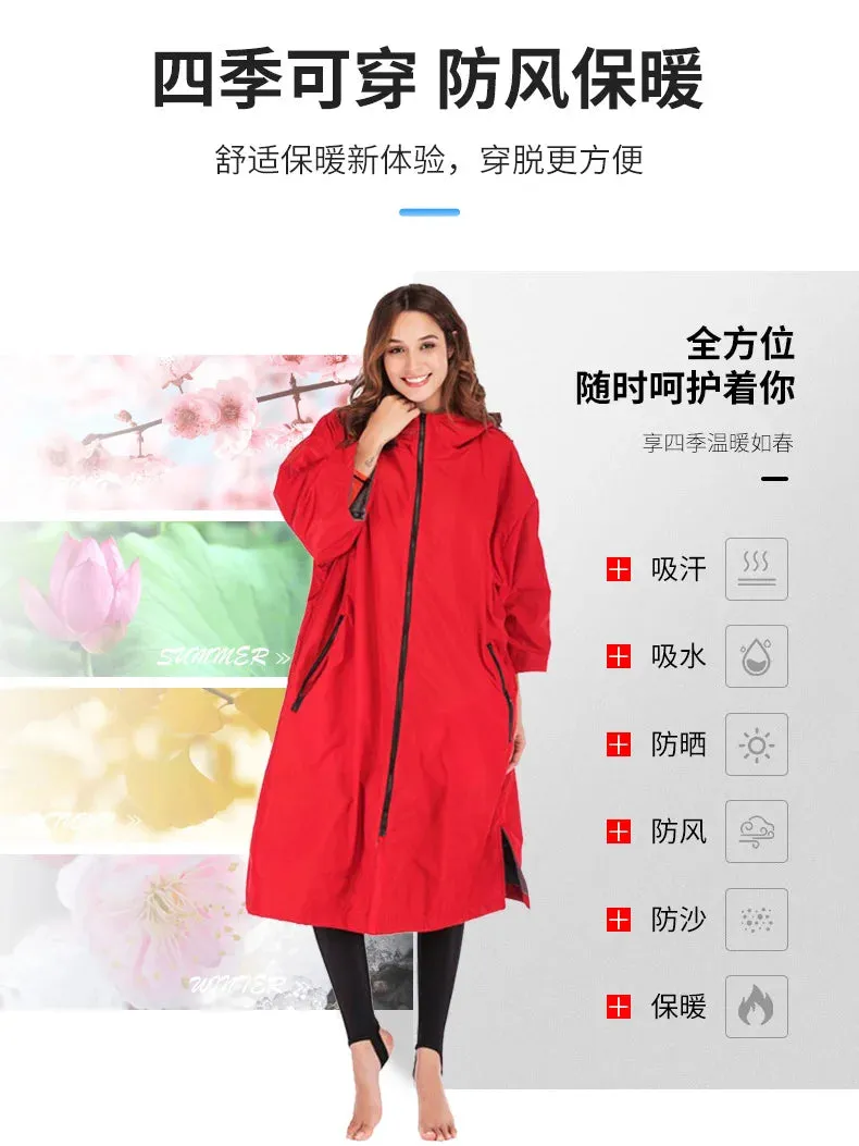 Waterproof Surf Changing Robe  Fleece-Lined Outdoor Coat