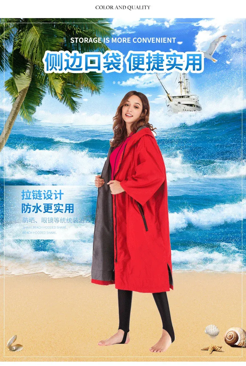 Waterproof Surf Changing Robe  Fleece-Lined Outdoor Coat
