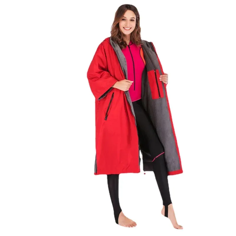 Waterproof Surf Changing Robe  Fleece-Lined Outdoor Coat