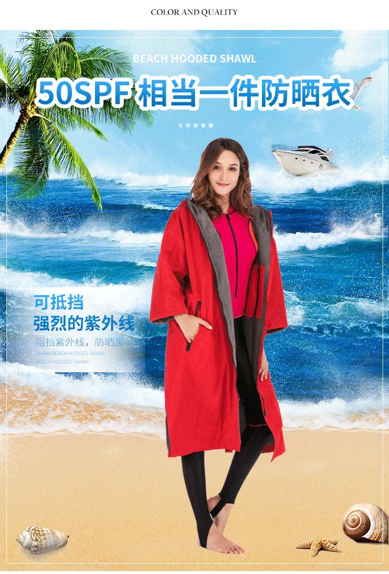 Waterproof Surf Changing Robe  Fleece-Lined Outdoor Coat
