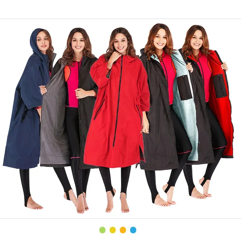 Waterproof Surf Changing Robe  Fleece-Lined Outdoor Coat