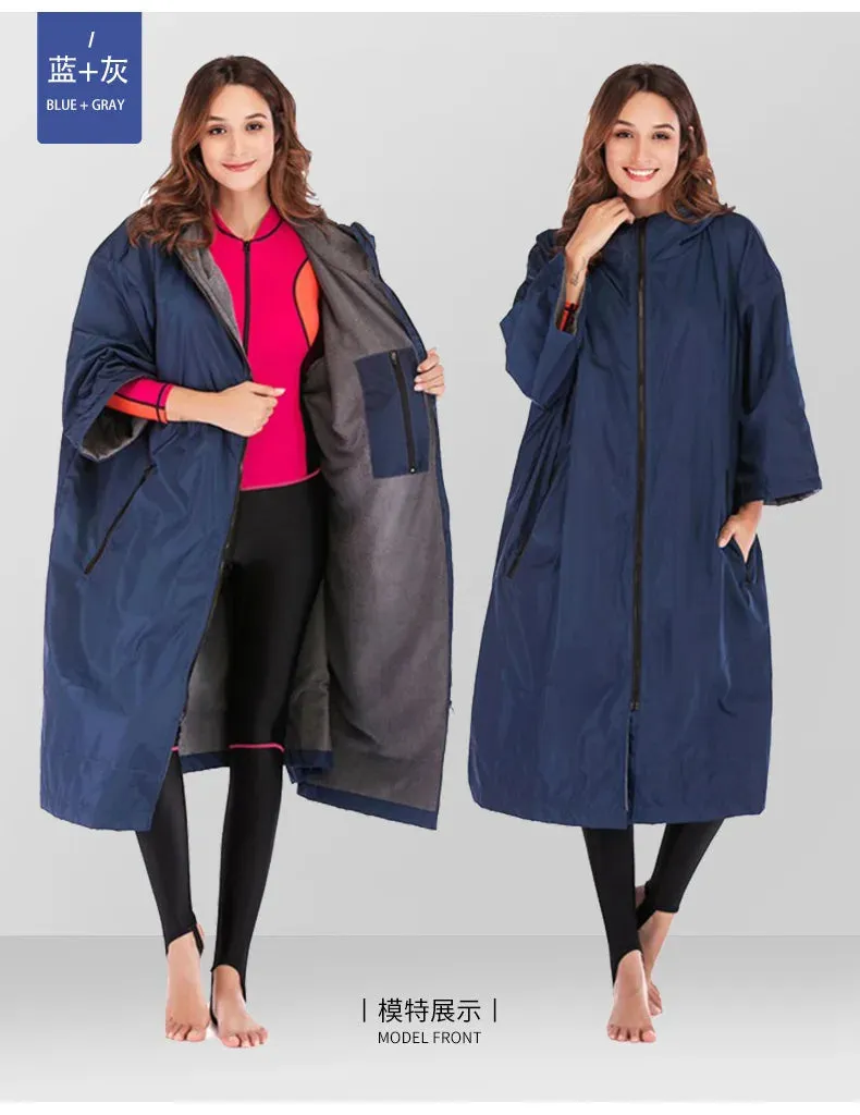 Waterproof Surf Changing Robe  Fleece-Lined Outdoor Coat