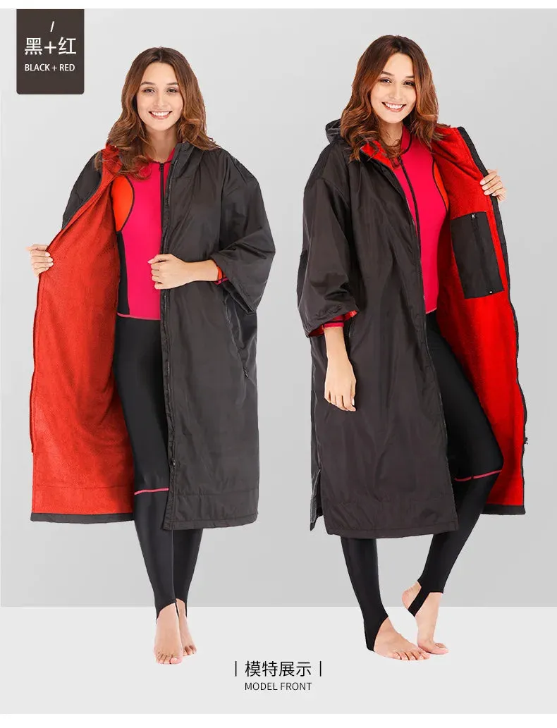 Waterproof Surf Changing Robe  Fleece-Lined Outdoor Coat