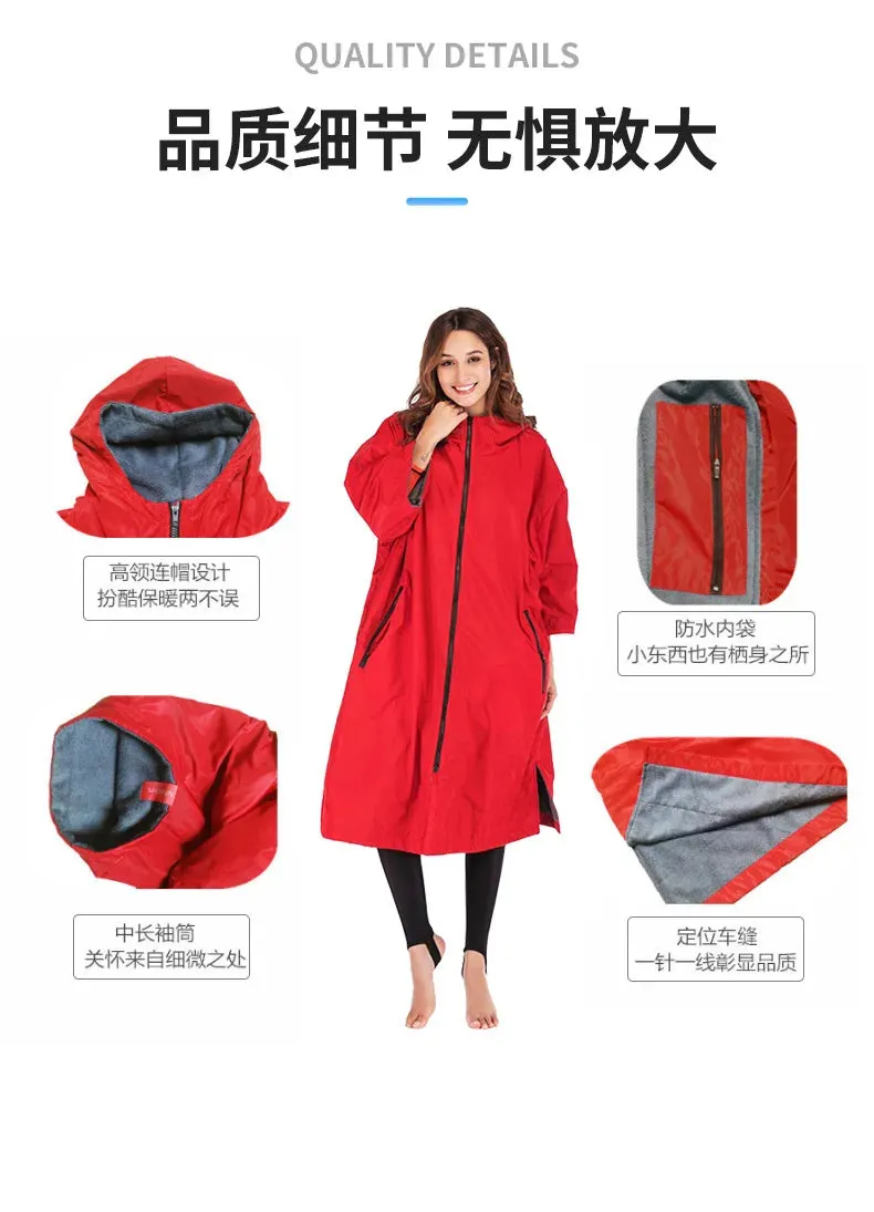 Waterproof Surf Changing Robe  Fleece-Lined Outdoor Coat