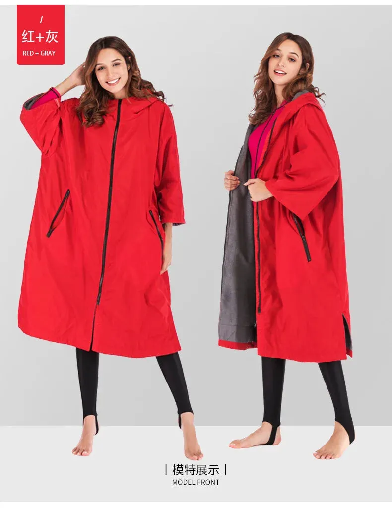 Waterproof Surf Changing Robe  Fleece-Lined Outdoor Coat
