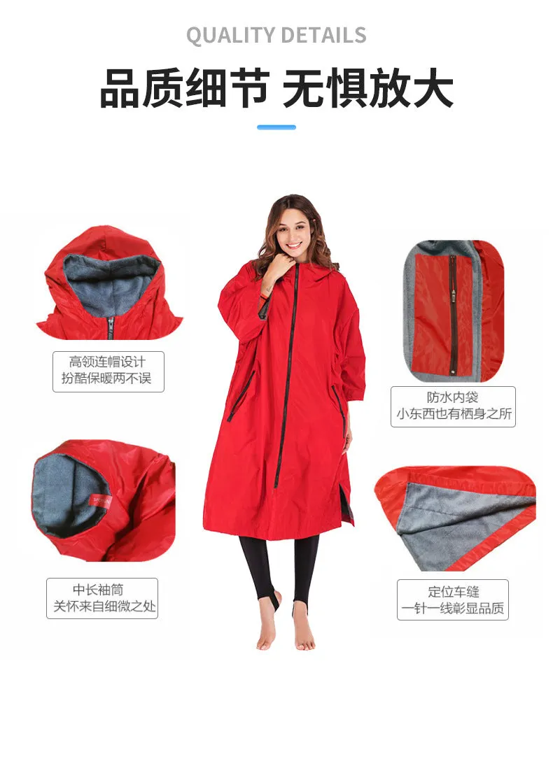 Waterproof Surf Changing Robe  Fleece-Lined Outdoor Coat