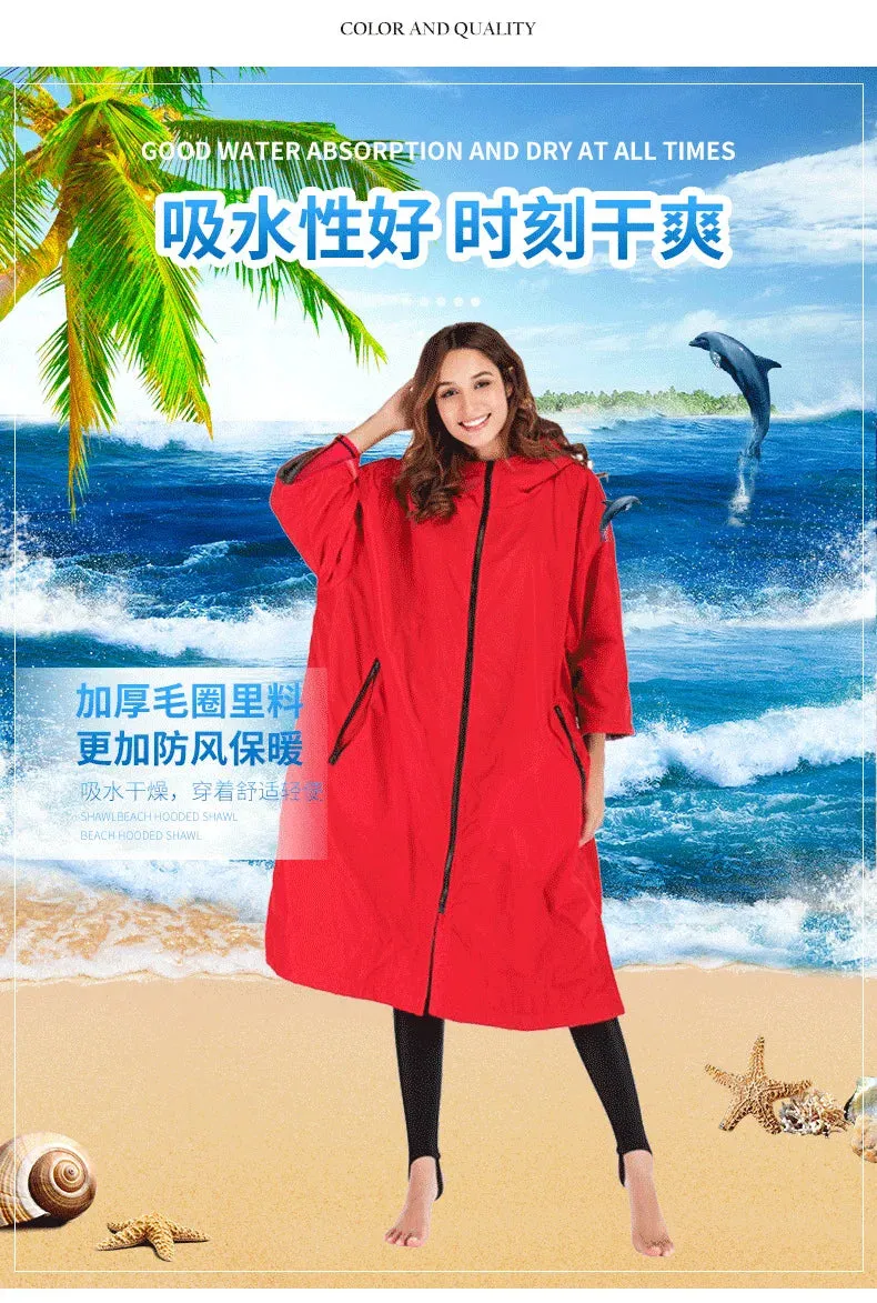 Waterproof Surf Changing Robe  Fleece-Lined Outdoor Coat