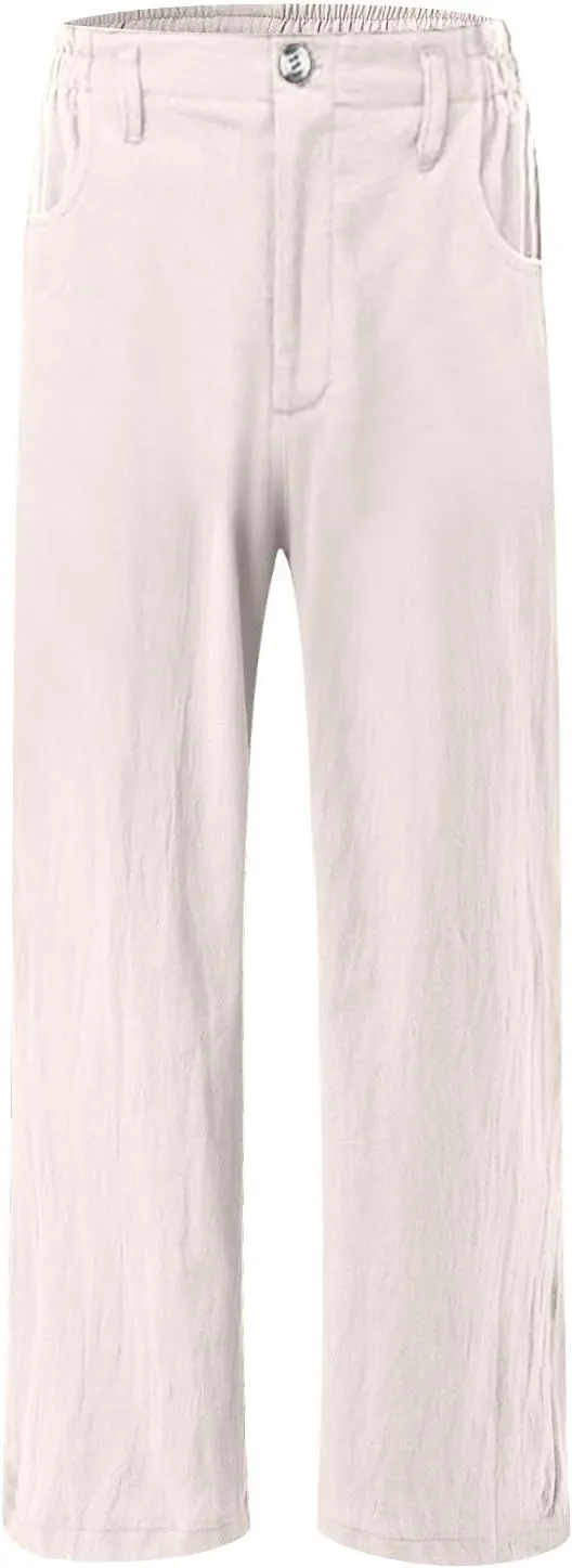 Wide Leg Dress Pants for Women Business Casual High Waisted Linen Palazzo Pants Casual Summer Work Trousers w/Pockets
