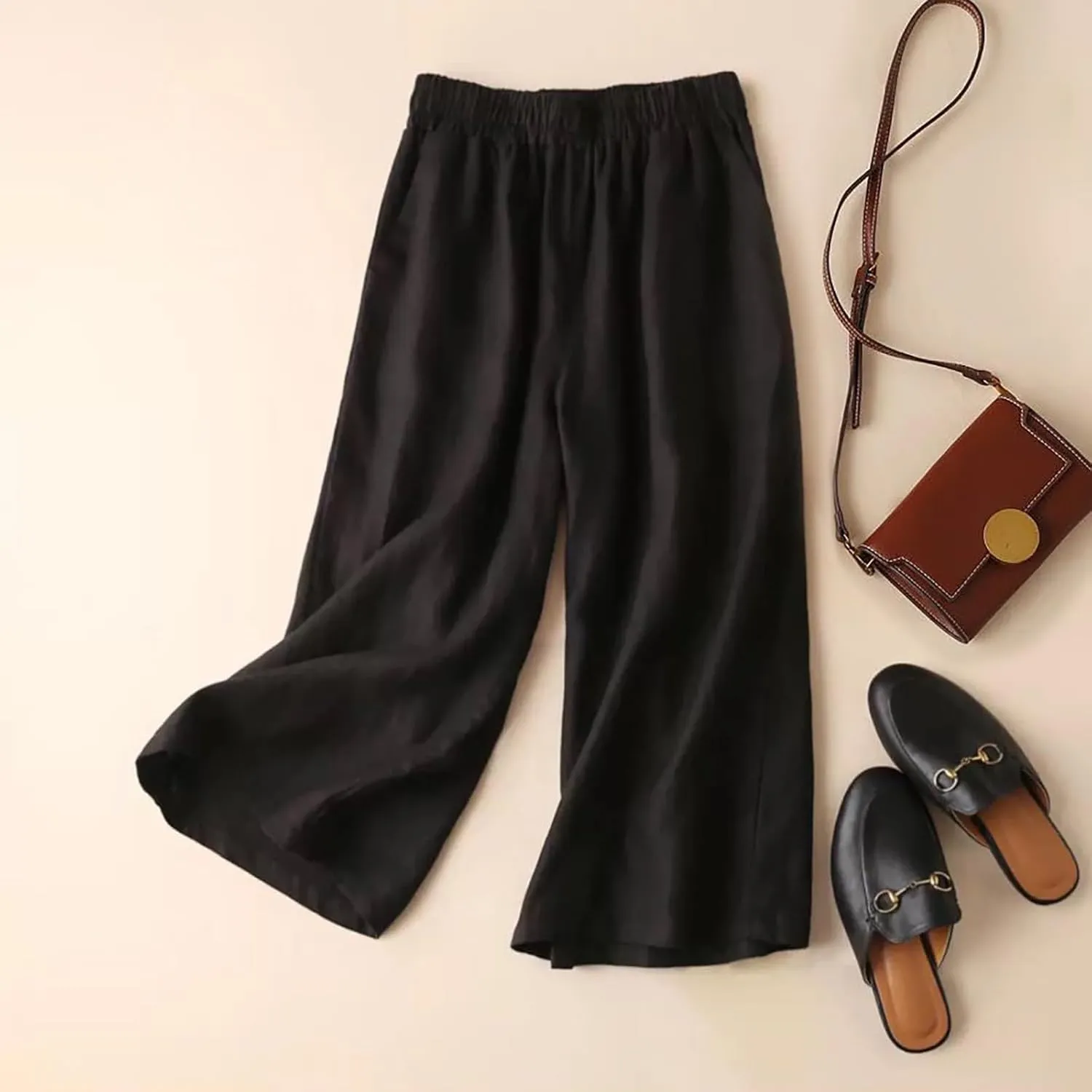 Wide Leg Linen Pants for Women Women Linen Pants Beach Leisure Trousers Linen Blend Pants
