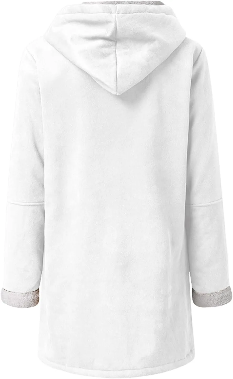 Winter Coats for Women 2024 Plus Size Warm Sherpa Lined Fleece Jacket Hoodies Horn Button Fleece Thicken Coat