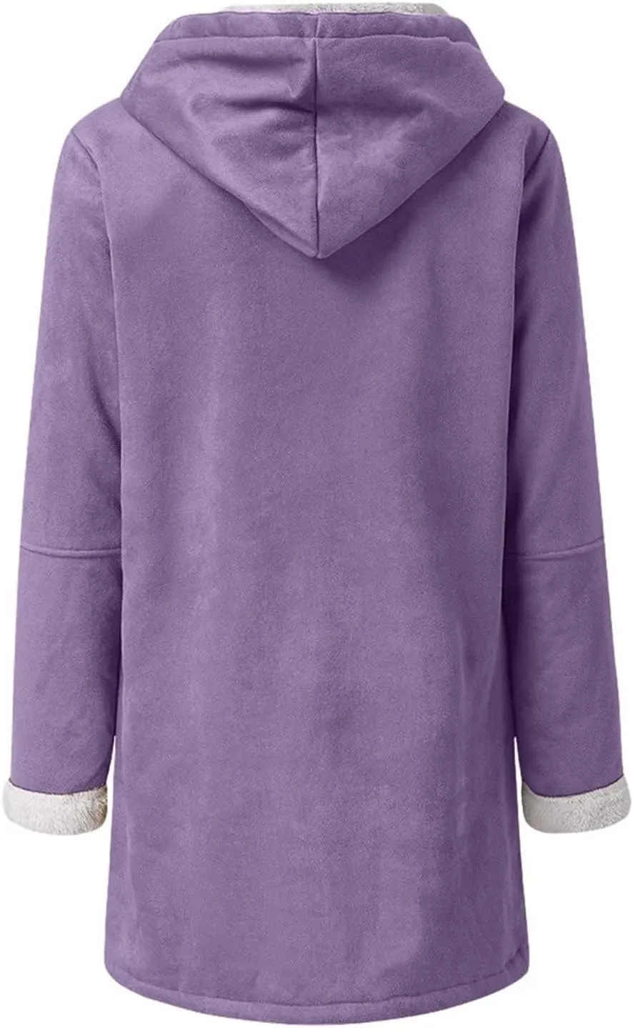 Winter Coats for Women 2024 Plus Size Warm Sherpa Lined Fleece Jacket Hoodies Horn Button Fleece Thicken Coat