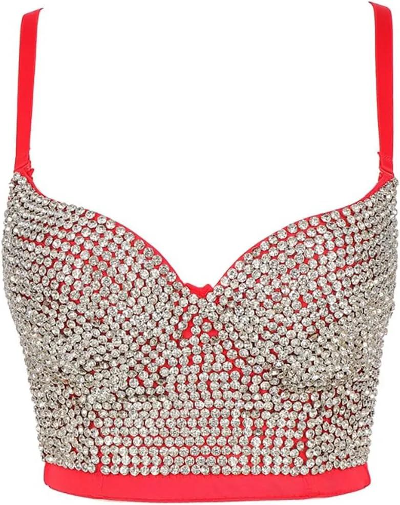 Women Beaded Bra Fashion Camisole Outerwear Diamond Tube Top