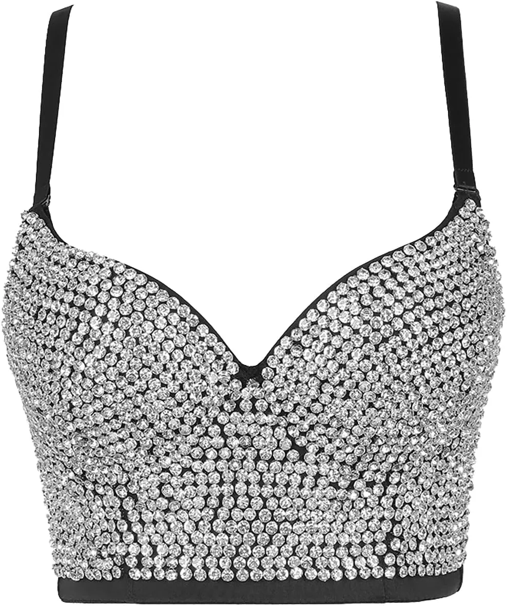 Women Beaded Bra Fashion Camisole Outerwear Diamond Tube Top