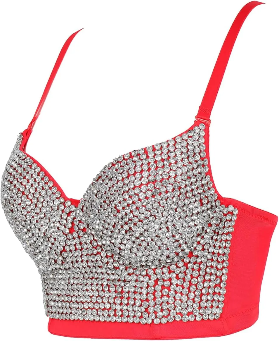 Women Beaded Bra Fashion Camisole Outerwear Diamond Tube Top