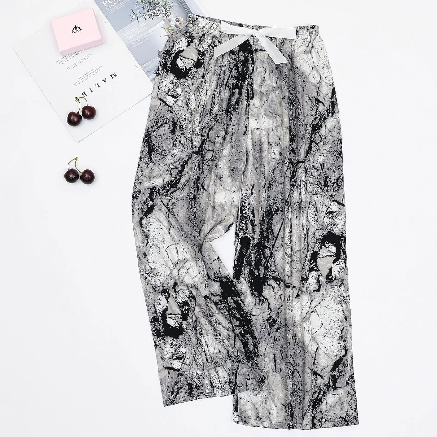 Women Casual High Waist Wide Leg Pants Summer Floral Print Boho Long Palazzo Pants Loose fit Comfy Lounge Beach Trousers