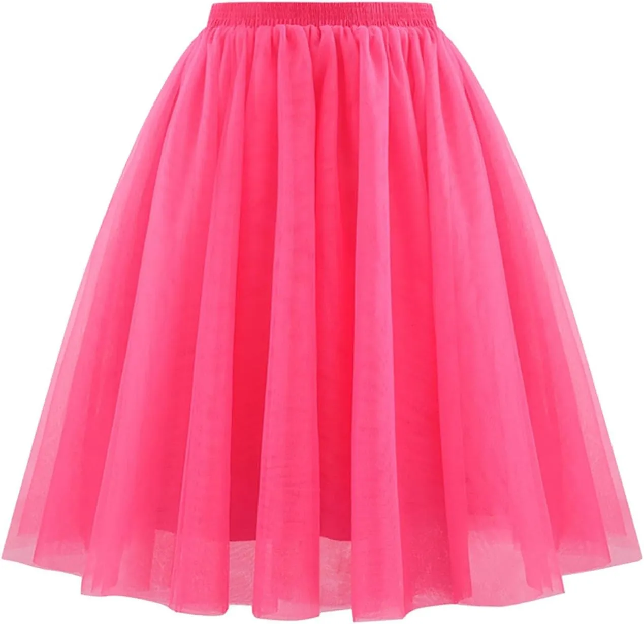 Women Elastic Ruffle Underskirts for Cosplay Tutu Skirt A-Line Tulle Party Midi Skirt Elegant Lightweight Petticoat