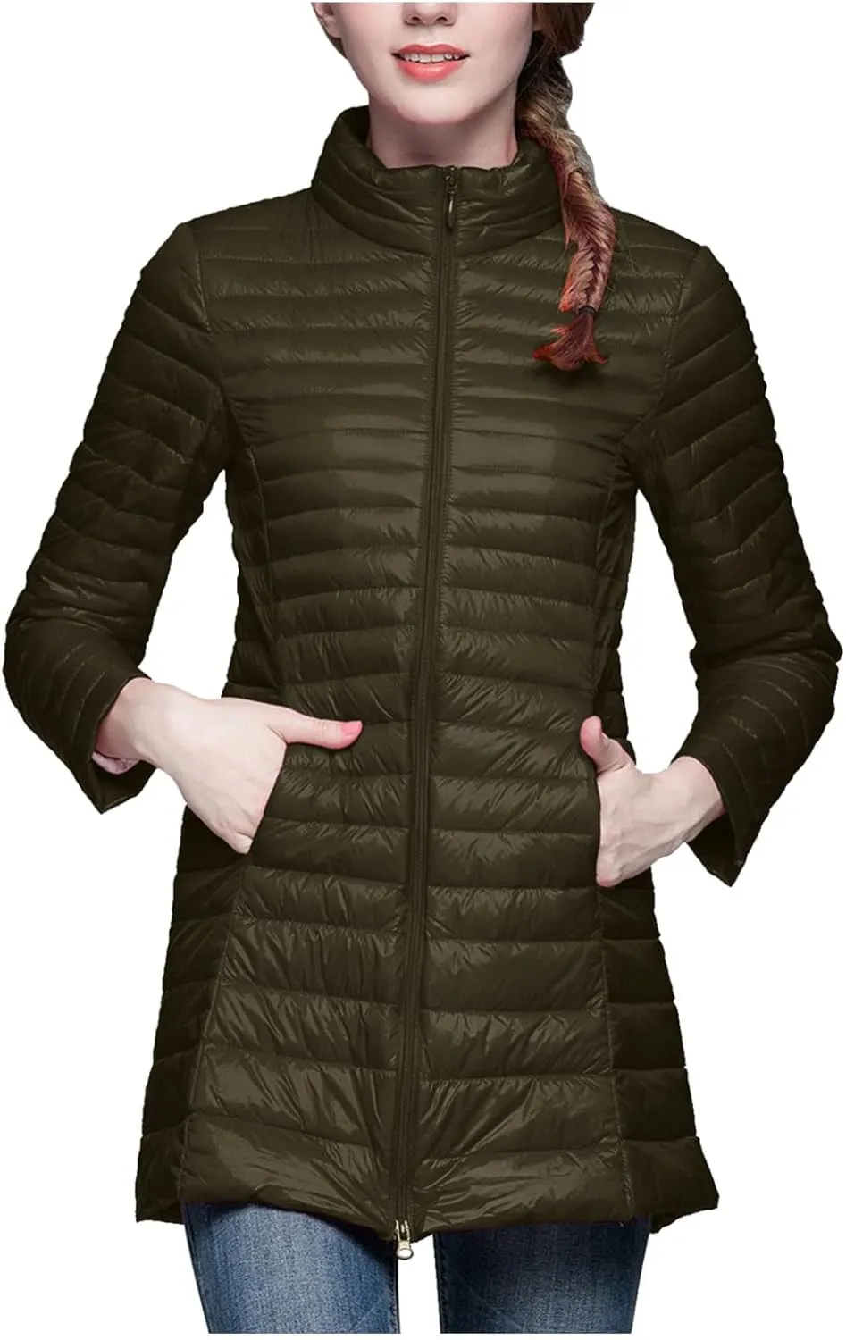 Women Fluffy Quilted Jackets Padded Jacket Winter Coat Casual Padded Coat Heated Jacket Oversized 2024 Fleece Jacket Mid Length with Hood Trendy Skimpy Slimming Warm for Women Puffer Coat
