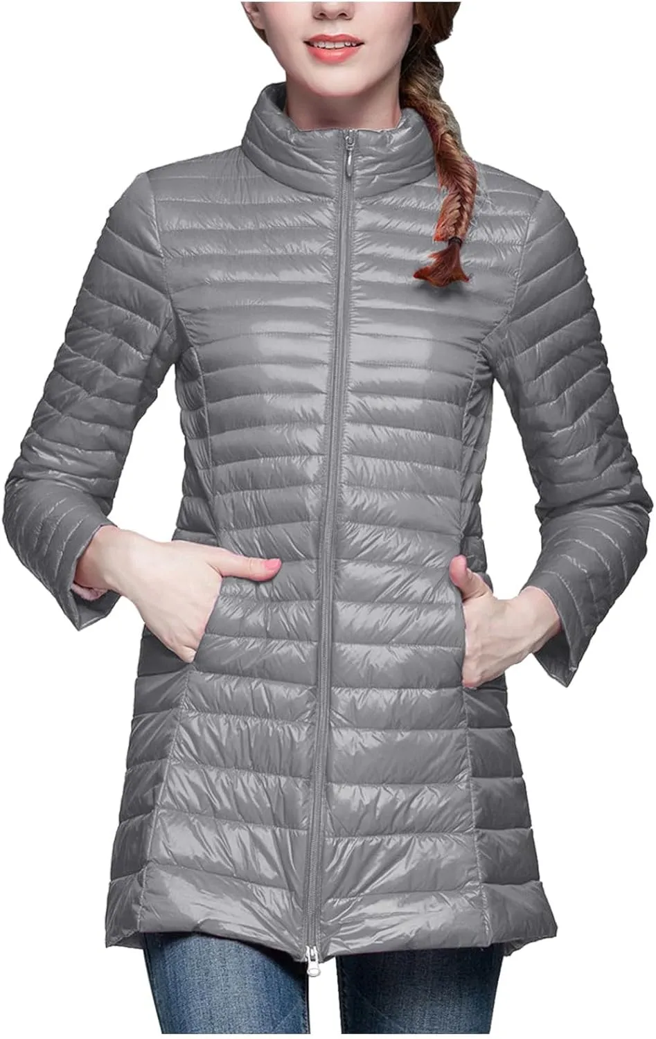 Women Fluffy Quilted Jackets Padded Jacket Winter Coat Casual Padded Coat Heated Jacket Oversized 2024 Fleece Jacket Trendy Hooded Skimpy Slimming Mid Length Women's Thicken Fleece Lined