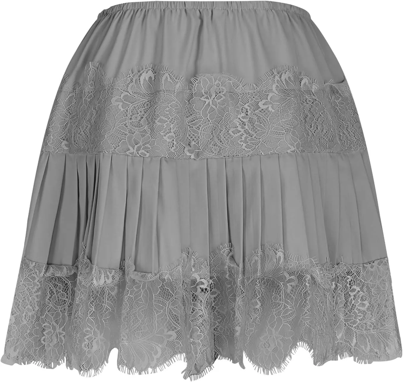 Women Lace Half Slip Skirt Y2k Low Rise Pleated Ruffle Lace Tiered Mini Skirts Layered Flowy Short Skirt Underskirt