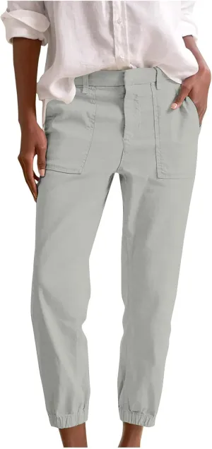 Women Linen Capris Pants 2025 Summer Casual Pant Vacation Bermuda Pants Palazzo Trousers with Pockets