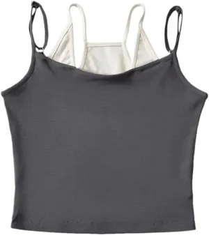 Women Patchwork Camisole Vest Summer Contrast Color Crop Top