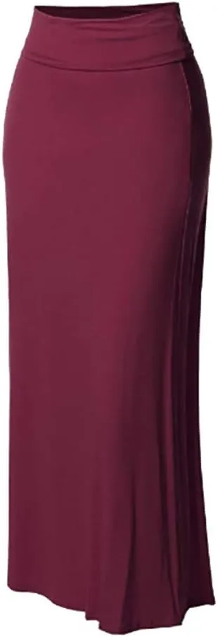 Women Pencil Skirt Women Maxi Solid Stitching Comfort Bodycon Waist High Lady's Long Skirt