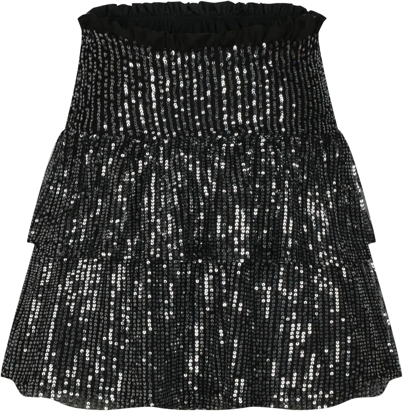 Women Sequin Skirt Sparkly Cute High Waist Ruffle Flowy Skirts Shiny Glitter Mini Short Skirts Night Out Club Party