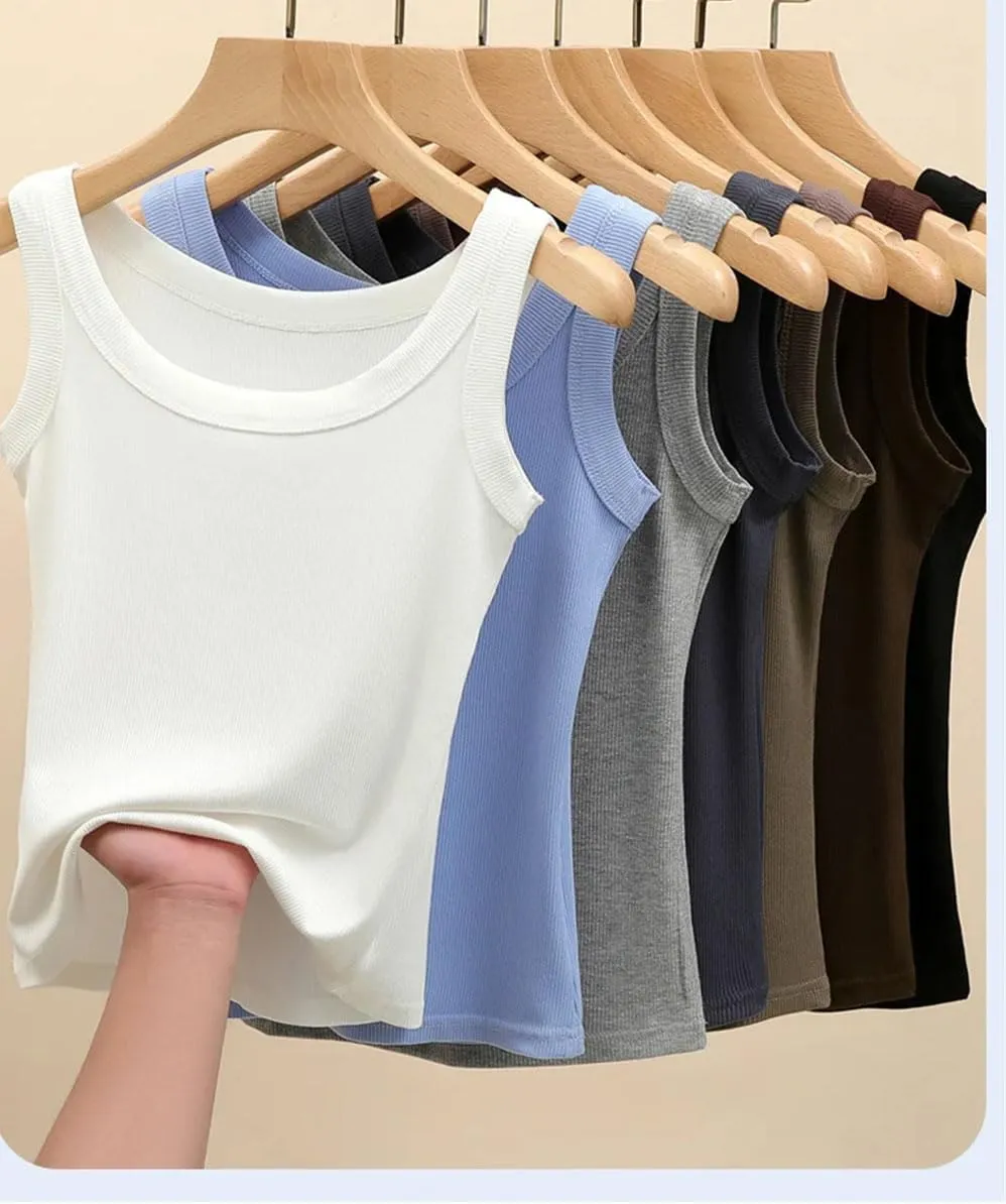 Women Vest Sleeveless Bottoming Tank Top Threaded Casual Camisole