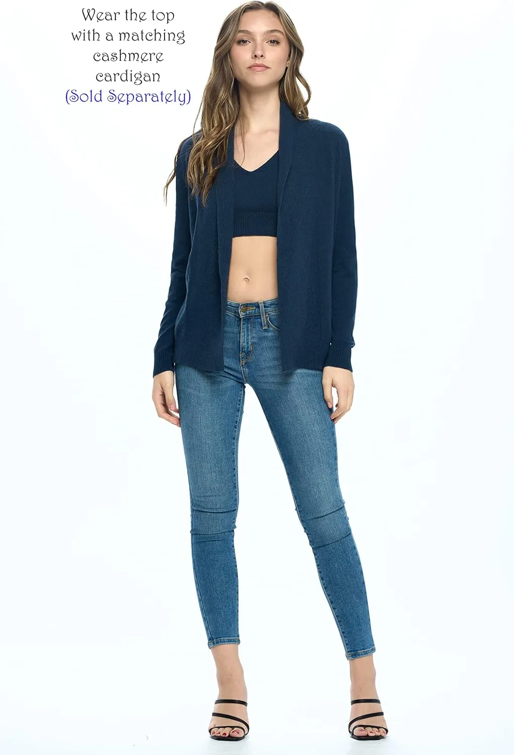 Women's 100% Cashmere Soft Cropped Pajama Tank Top
