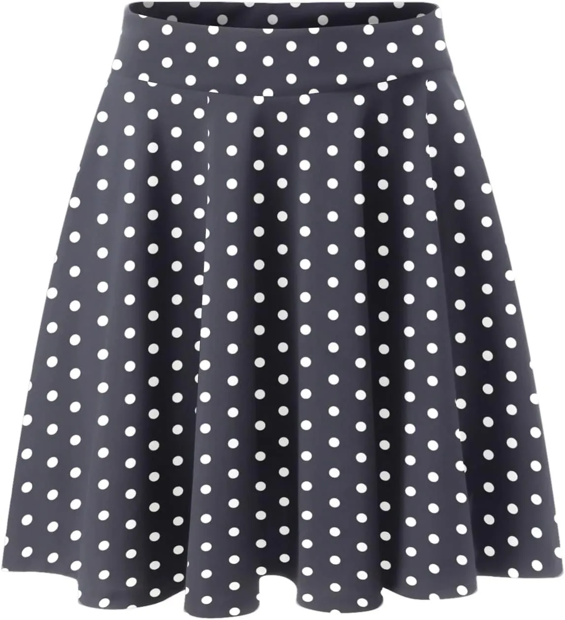 Womens A Line Midi Skirt Flared High Waist Skirts Polka Dot Pleated Ruffle Hem Vintage Mini Skirt for Women Dress
