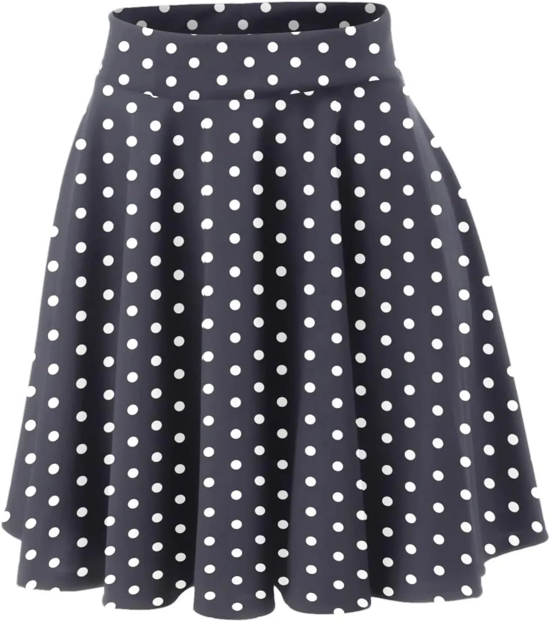 Womens A Line Midi Skirt Flared High Waist Skirts Polka Dot Pleated Ruffle Hem Vintage Mini Skirt for Women Dress