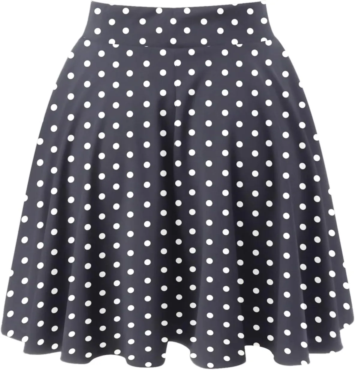 Womens A Line Midi Skirt Flared High Waist Skirts Polka Dot Pleated Ruffle Hem Vintage Mini Skirt for Women Dress