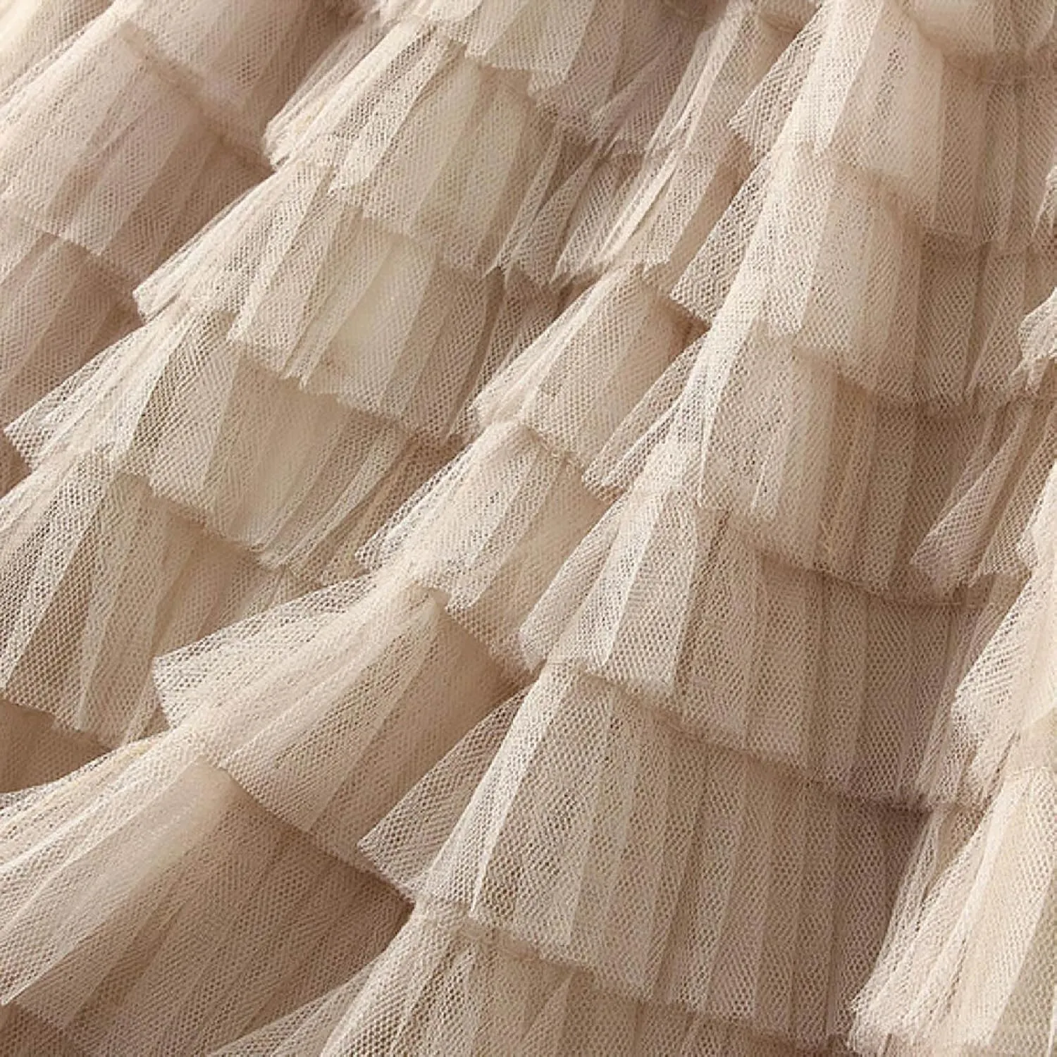 Women's A Line Pleated Skirt Long Tutu Skirt Ruffle Mesh Vintage Calf Length Chiffon High Waist Bubble Sporty