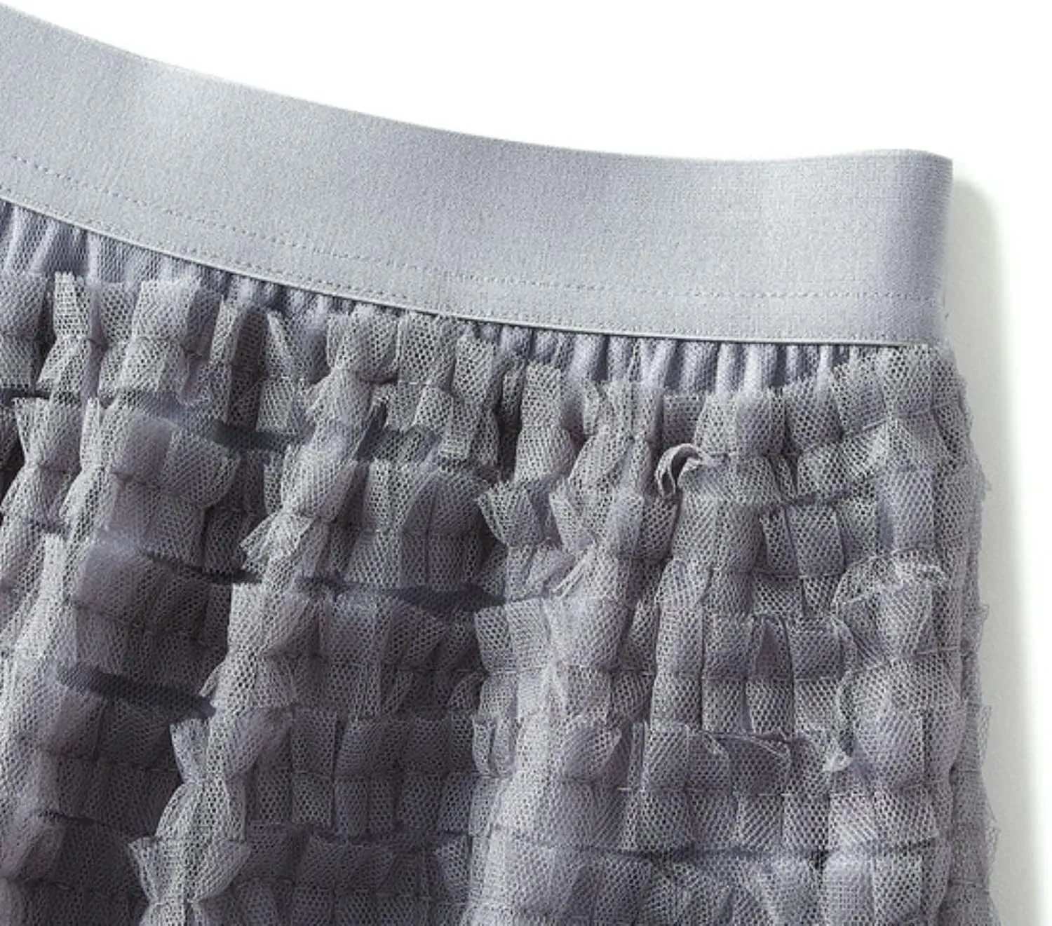 Women's A Line Pleated Skirt Long Tutu Skirt Ruffle Mesh Vintage Calf Length Chiffon High Waist Long Western