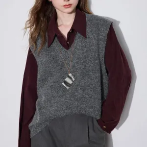 Women's Alpaca Wool V-Neck Sleeveless Knitted Sweater