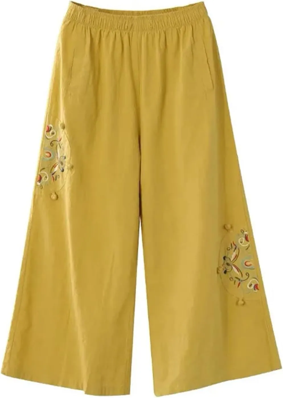 Womens Baggy Linen Pants Summer Trendy High Waist Floral Frint Wide Leg Pant Comfy Lounge Trousers 2025 Beach Vacation