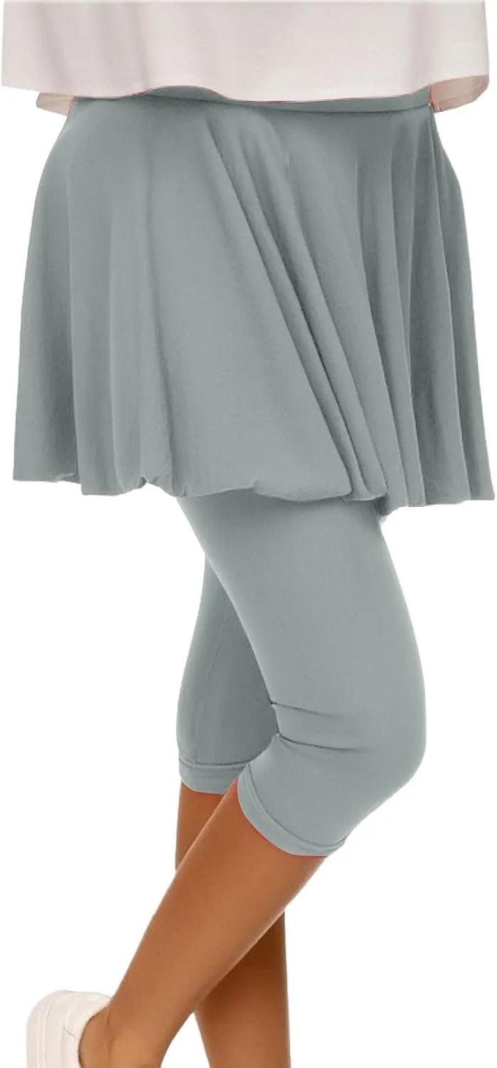 Womens Capri Yoga Legging with Skirts Women's Athletic Ruffle Skort with Leggings Golf Skirts Yoga Leggings