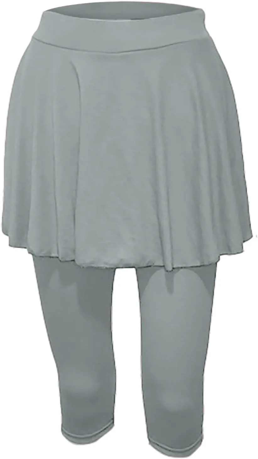 Womens Capri Yoga Legging with Skirts Women's Athletic Ruffle Skort with Leggings Golf Skirts Yoga Leggings