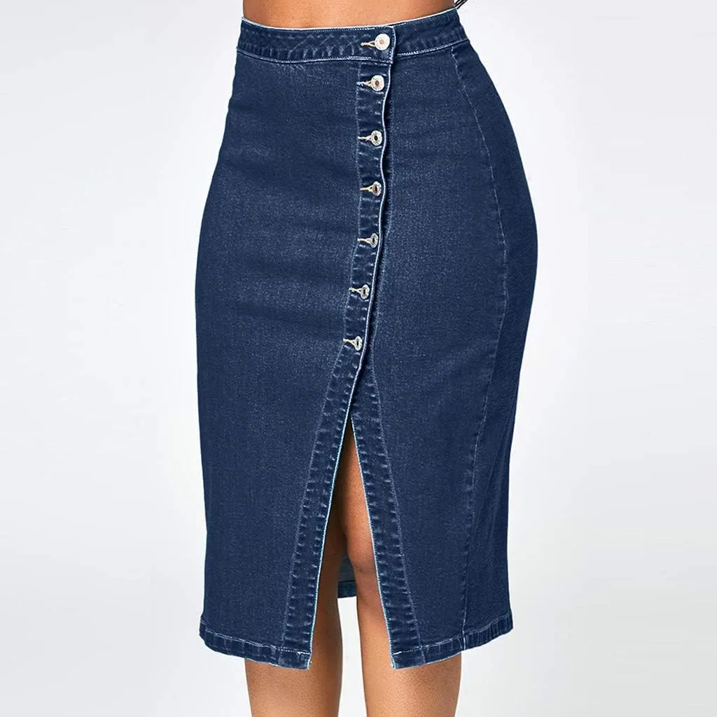 Women's Casual Skirts Women Fashion Denim Pencil Skirt High Waisted Blow Knee Blue Jeans Skirts Spring Dresses