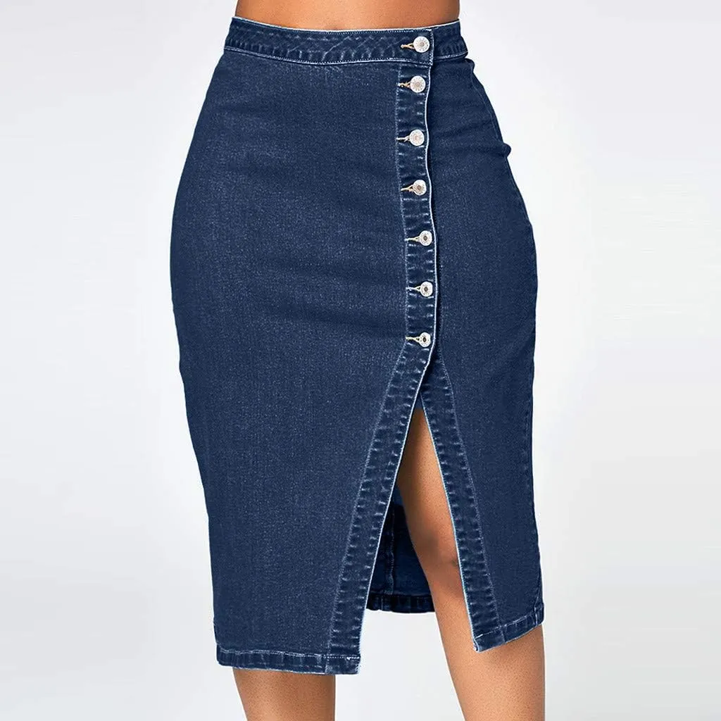 Women's Casual Skirts Women Fashion Denim Pencil Skirt High Waisted Blow Knee Blue Jeans Skirts Spring Dresses