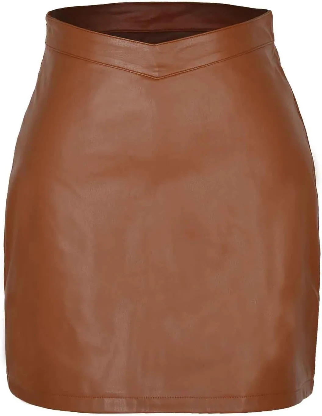 Women's Faux Leather Bodycon Skirt Trendy Slit Beaded Tied Slim Mini Skirt Casual PU Leather Short Pencil Skirt