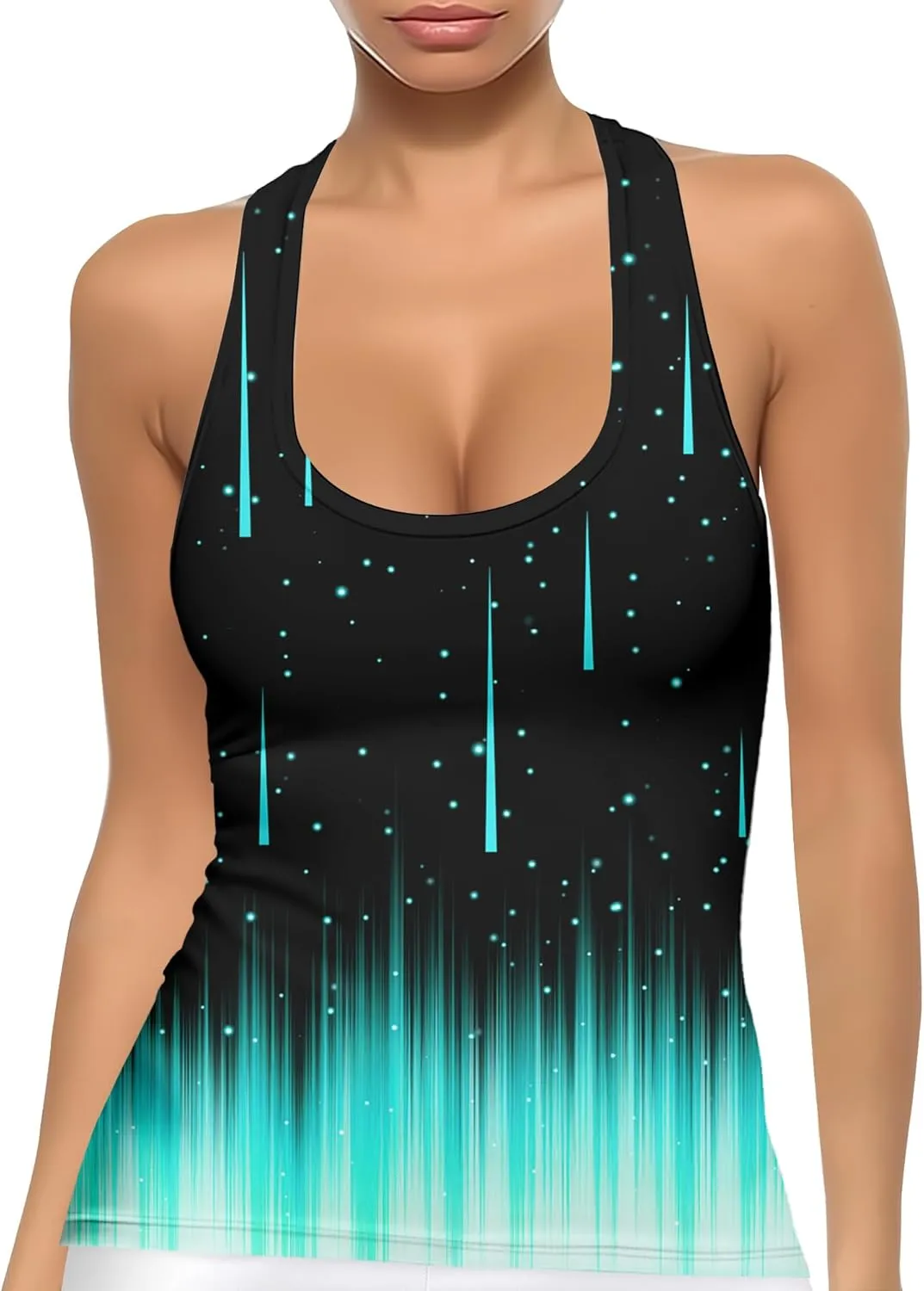 Womens Graphic Tank Tops Racerback Sleeveless Summer Heart Print Top